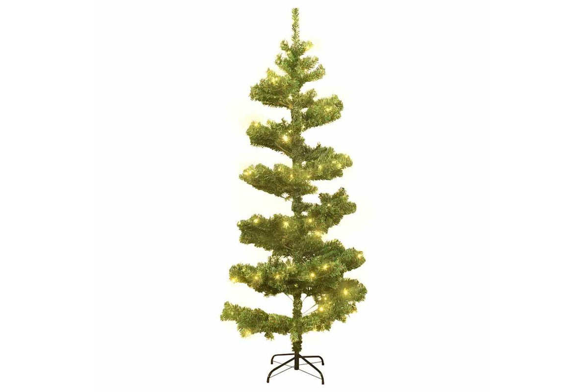 Vidaxl Swirl Pre-lit Christmas Tree With Stand Green 150 Cm Pvc-2