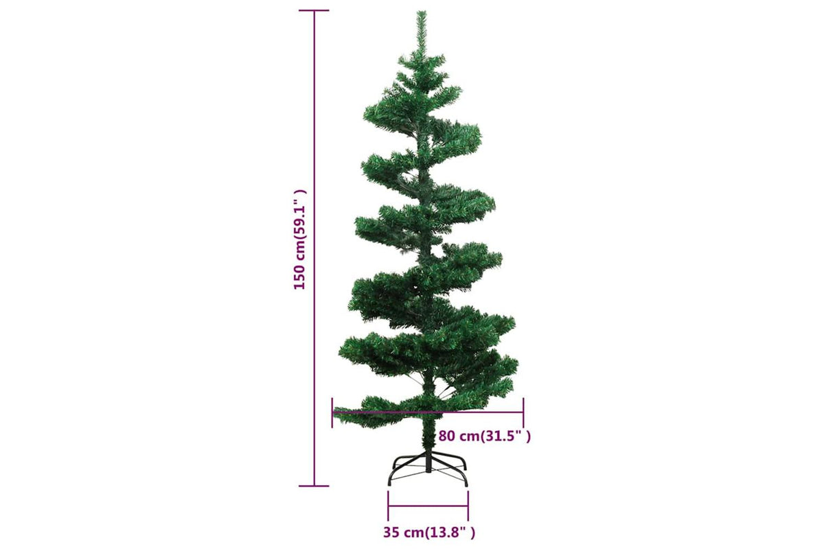 Vidaxl Swirl Pre-lit Christmas Tree With Stand Green 150 Cm Pvc-10