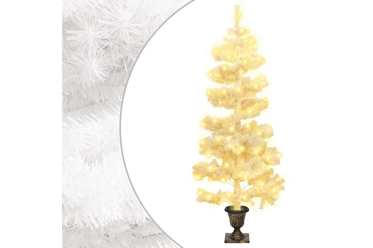 Vidaxl Swirl Pre-lit Christmas Tree With Pot White 120 Cm Pvc