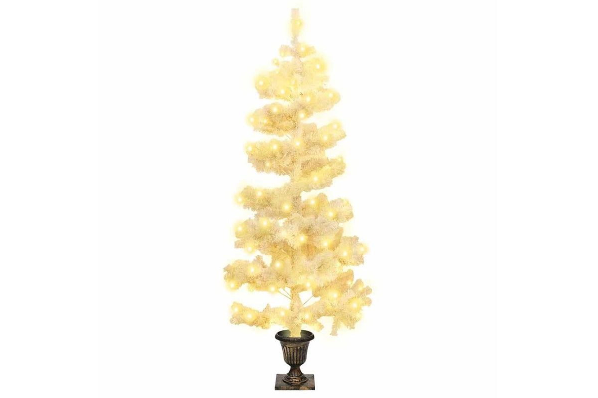 Vidaxl Swirl Pre-lit Christmas Tree With Pot White 120 Cm Pvc-2