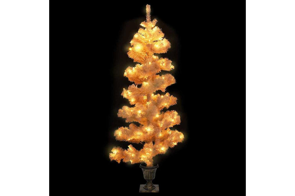 Vidaxl Swirl Pre-lit Christmas Tree With Pot White 120 Cm Pvc-8
