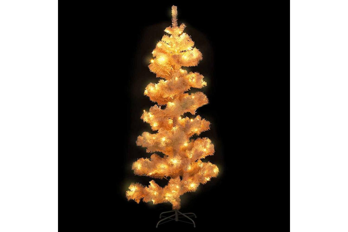 Vidaxl Swirl Pre-lit Christmas Tree With Stand White 150 Cm Pvc-8