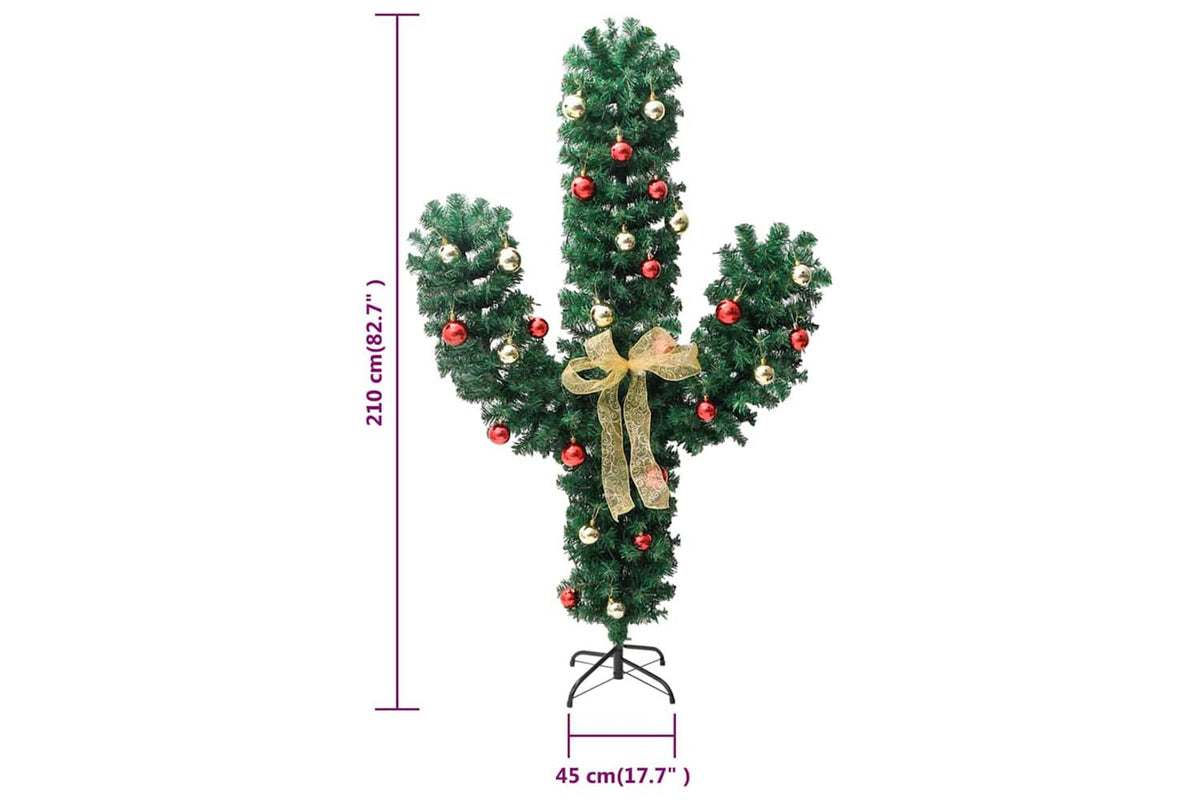 Vidaxl Christmas Cactus With Stand And Led Green 210 Cm Pvc-9