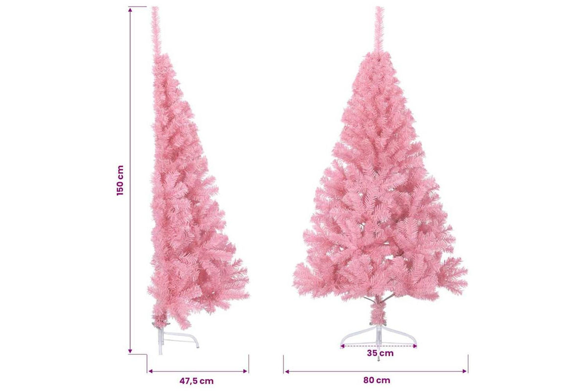 Vidaxl Artificial Half Christmas Tree With Stand Pink 150 Cm Pvc-10