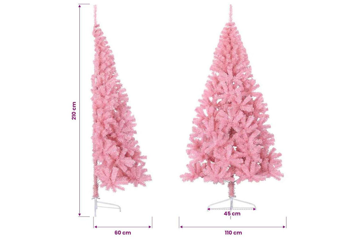 Vidaxl Artificial Half Christmas Tree With Stand Pink 210 Cm Pvc-10