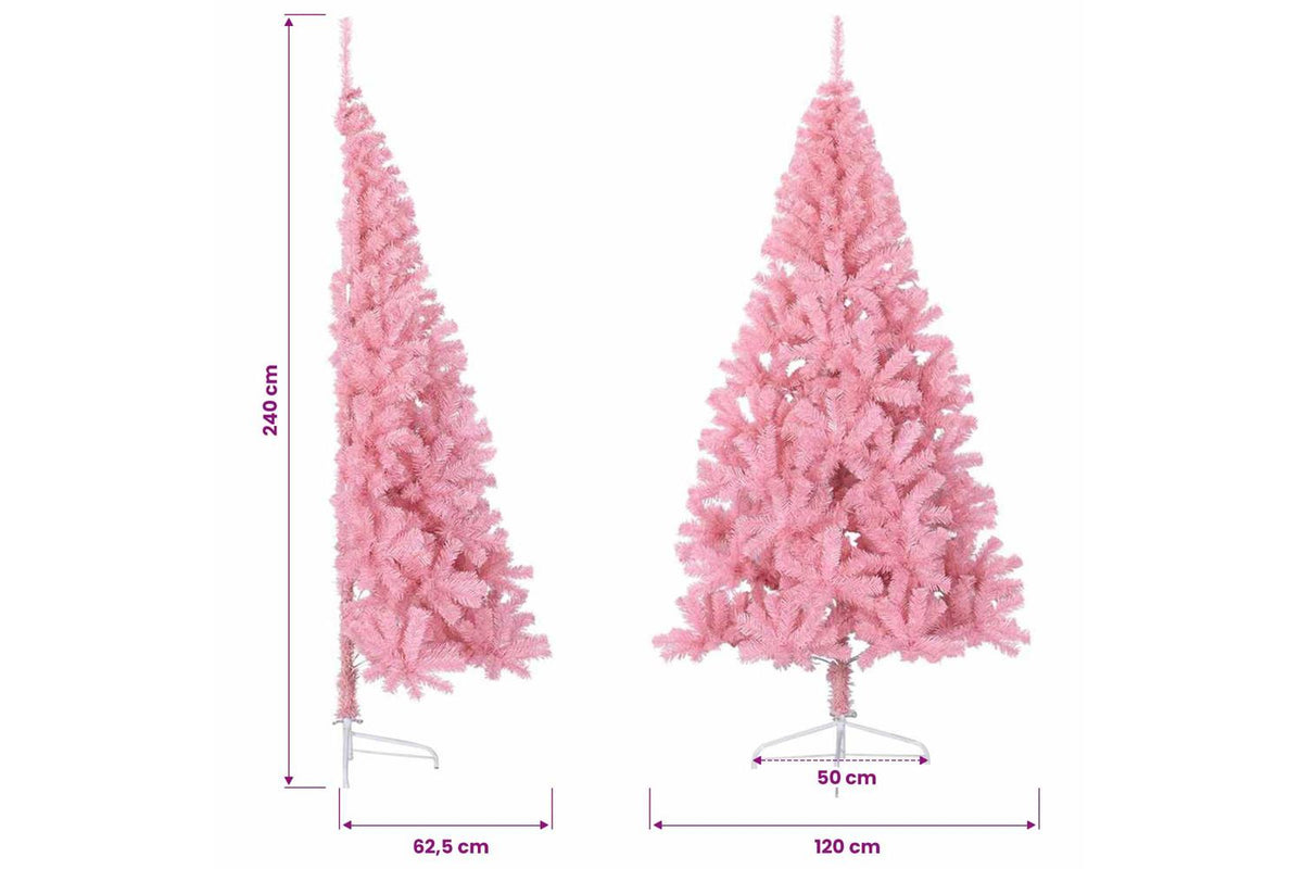 Vidaxl Artificial Half Christmas Tree With Stand Pink 240 Cm Pvc-10