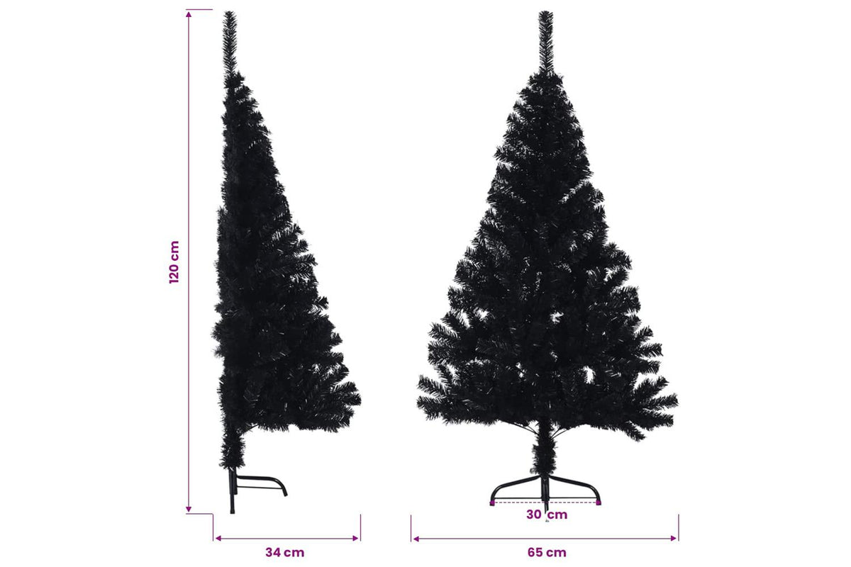 Vidaxl Artificial Half Christmas Tree With Stand Black 120 Cm Pvc-10