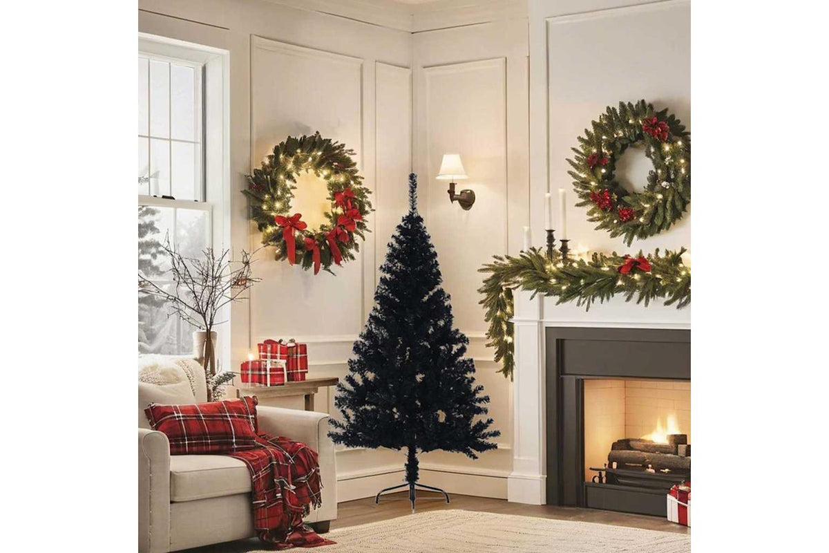 Vidaxl Artificial Half Christmas Tree With Stand Black 150 Cm Pvc-3