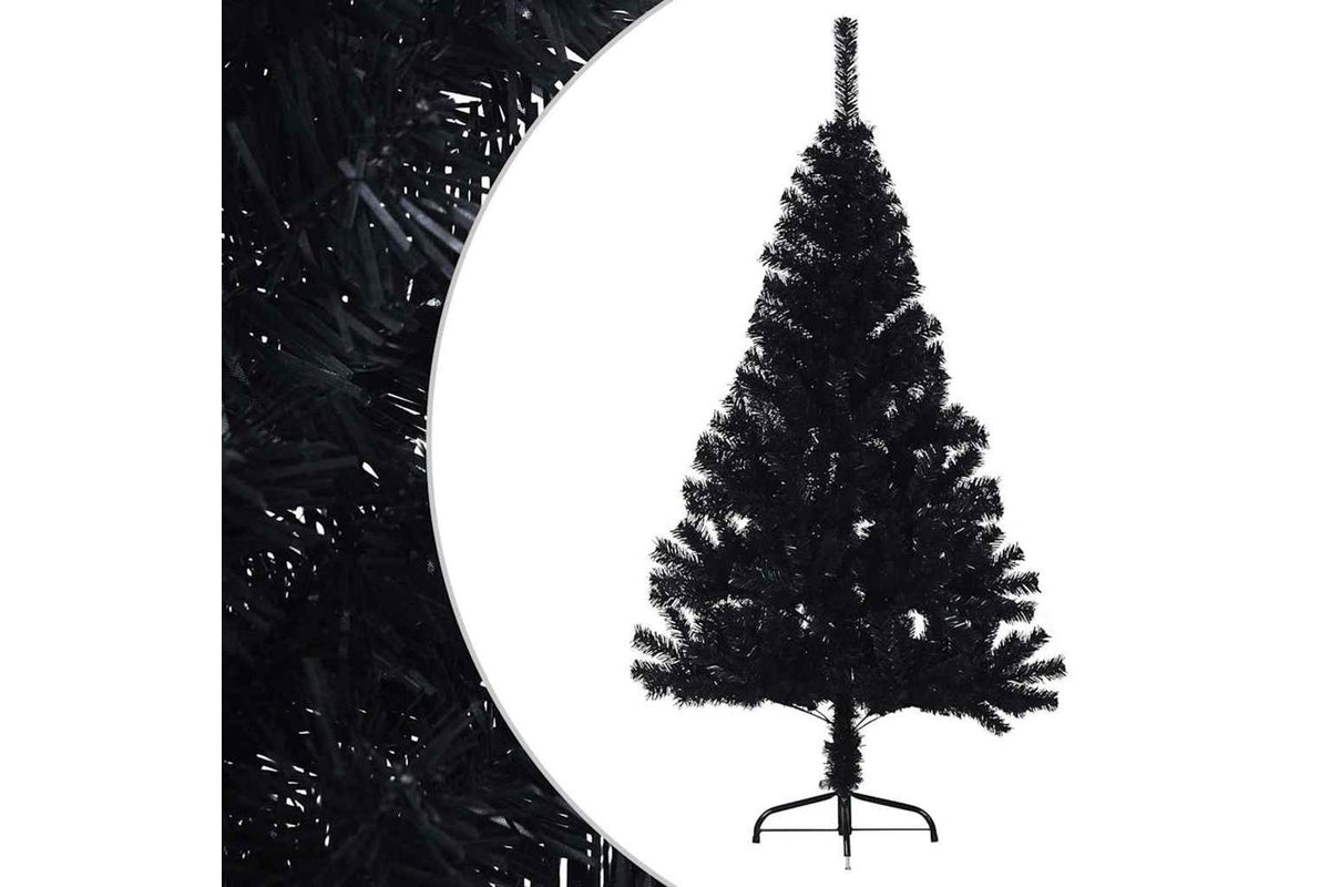 Vidaxl Artificial Half Christmas Tree With Stand Black 150 Cm Pvc-4