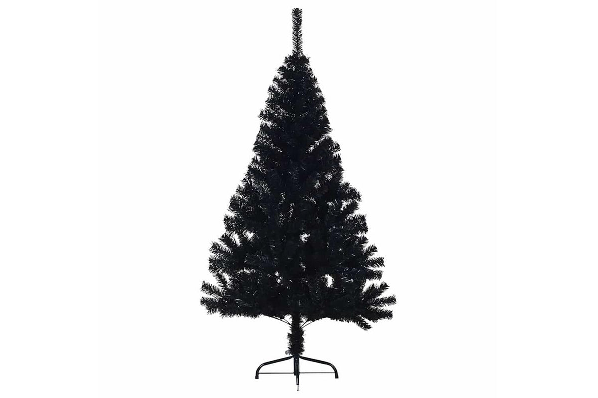 Vidaxl Artificial Half Christmas Tree With Stand Black 150 Cm Pvc-5