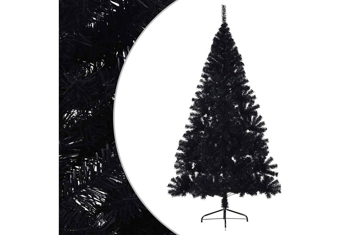 Vidaxl Artificial Half Christmas Tree With Stand Black 180 Cm Pvc-3