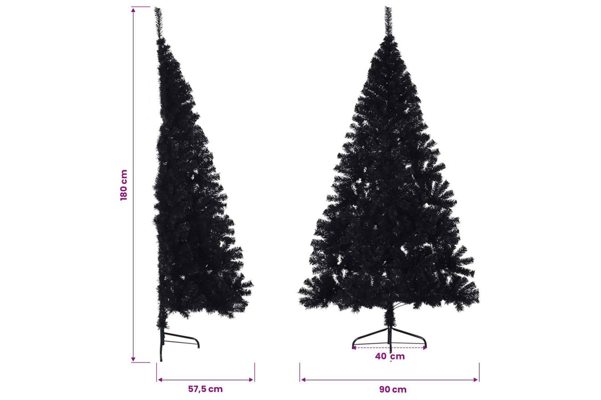Vidaxl Artificial Half Christmas Tree With Stand Black 180 Cm Pvc-10