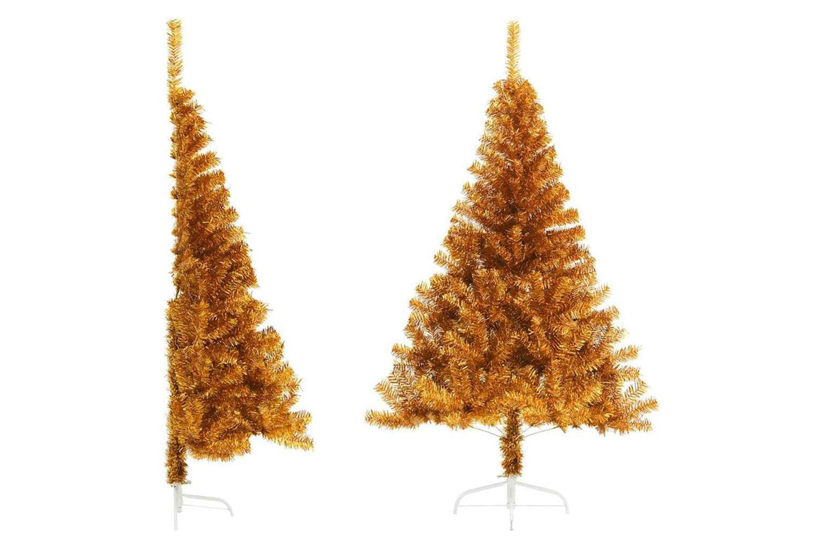 Vidaxl Artificial Half Christmas Tree With Stand Gold 120 Cm Pet
