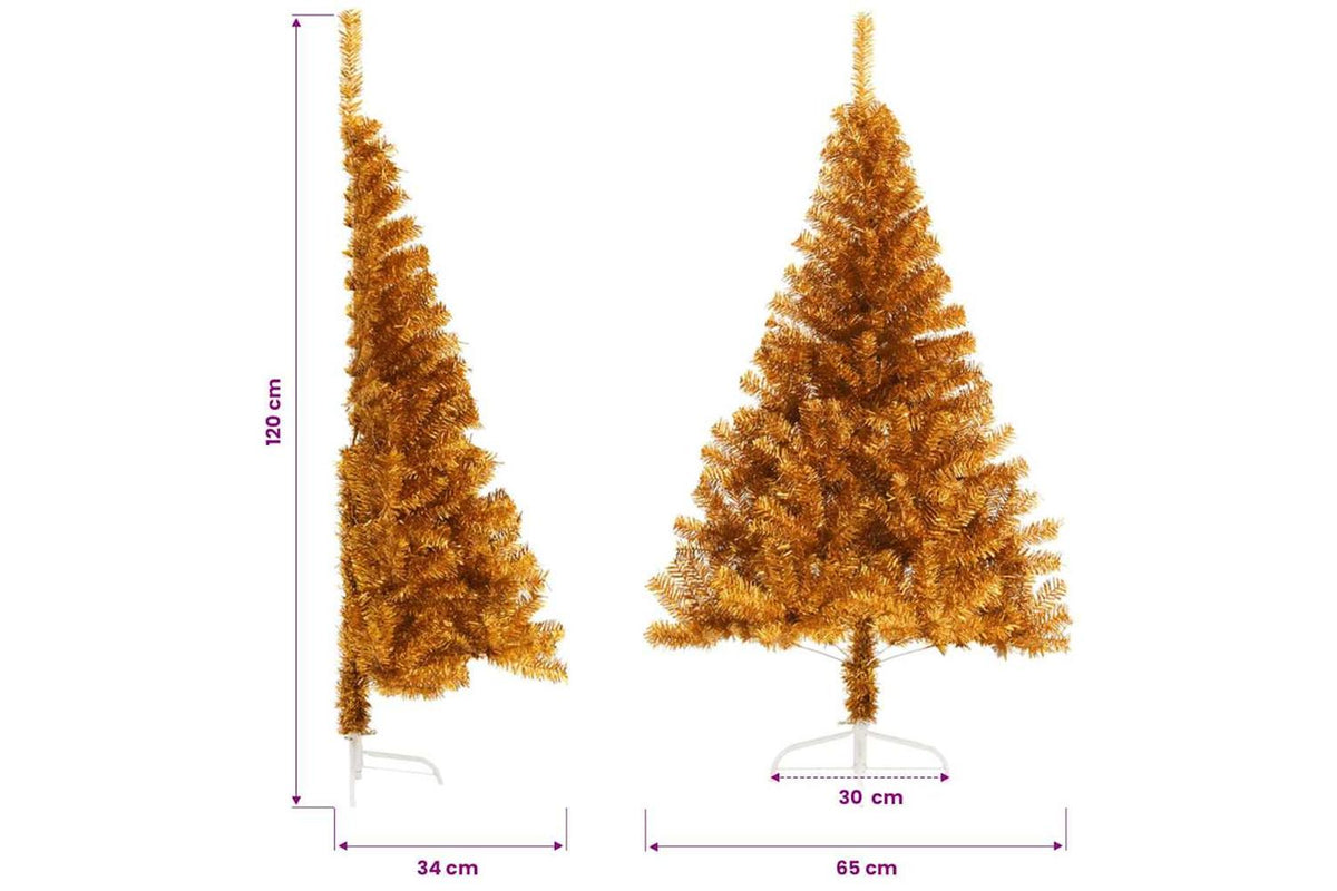Vidaxl Artificial Half Christmas Tree With Stand Gold 120 Cm Pet-8