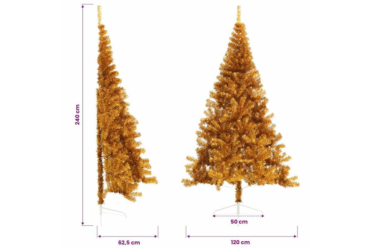 Vidaxl Artificial Half Christmas Tree With Stand Gold 240 Cm Pet-8