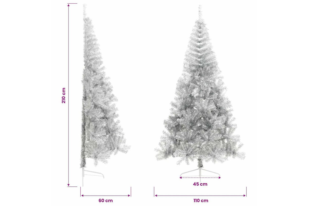 Vidaxl Artificial Half Christmas Tree With Stand Silver 210 Cm Pet-9