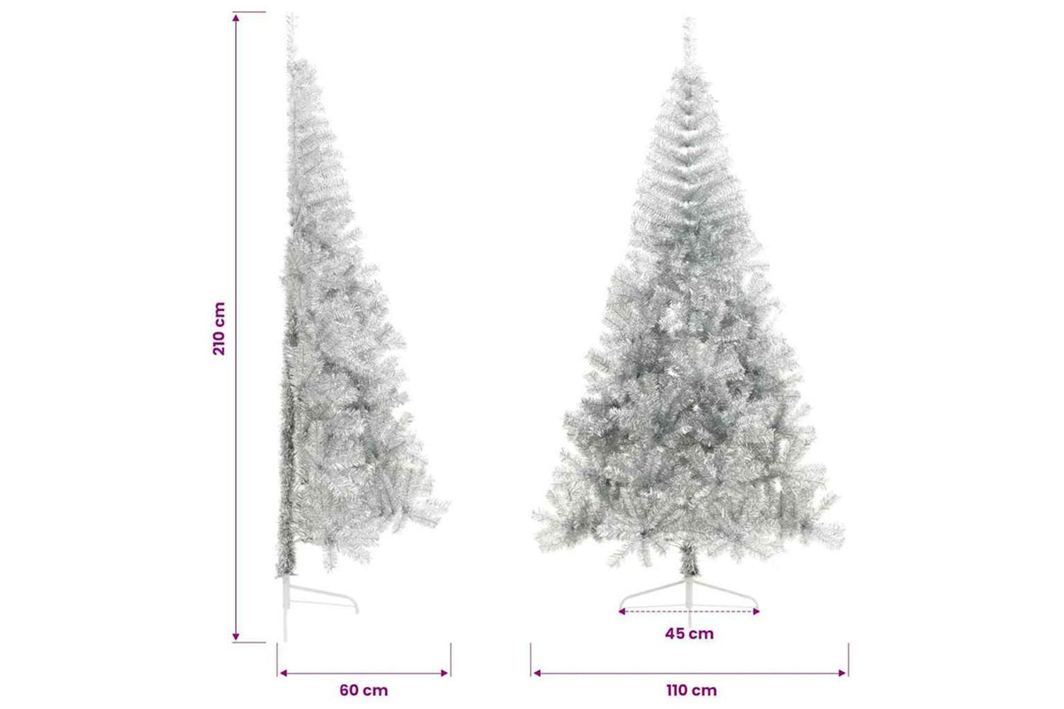 Vidaxl Artificial Half Christmas Tree With Stand Silver 210 Cm Pet-10