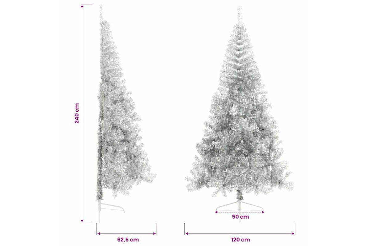 Vidaxl Artificial Half Christmas Tree With Stand Silver 240 Cm Pet-10