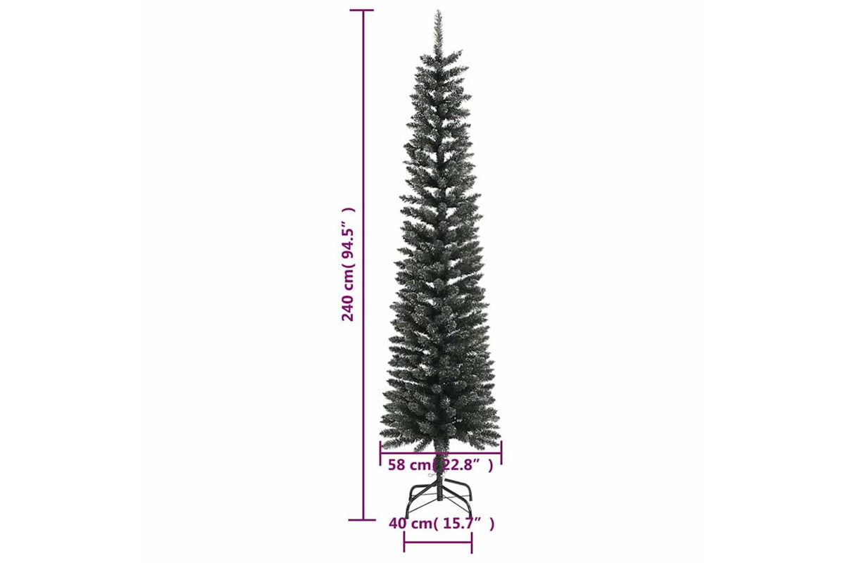 Vidaxl Artificial Slim Christmas Tree With Stand Green 240 Cm Pvc-7
