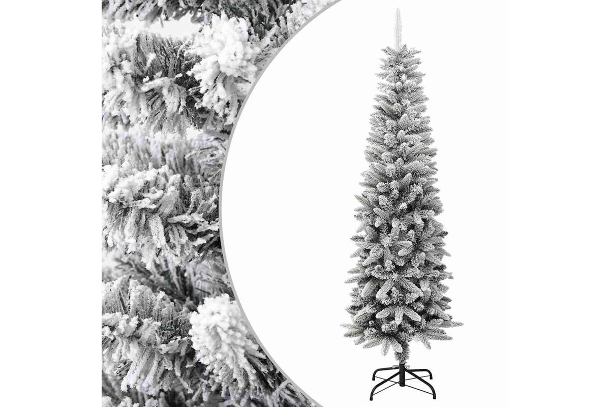 Vidaxl Artificial Slim Christmas Tree With Flocked Snow 180 Cm Pvc