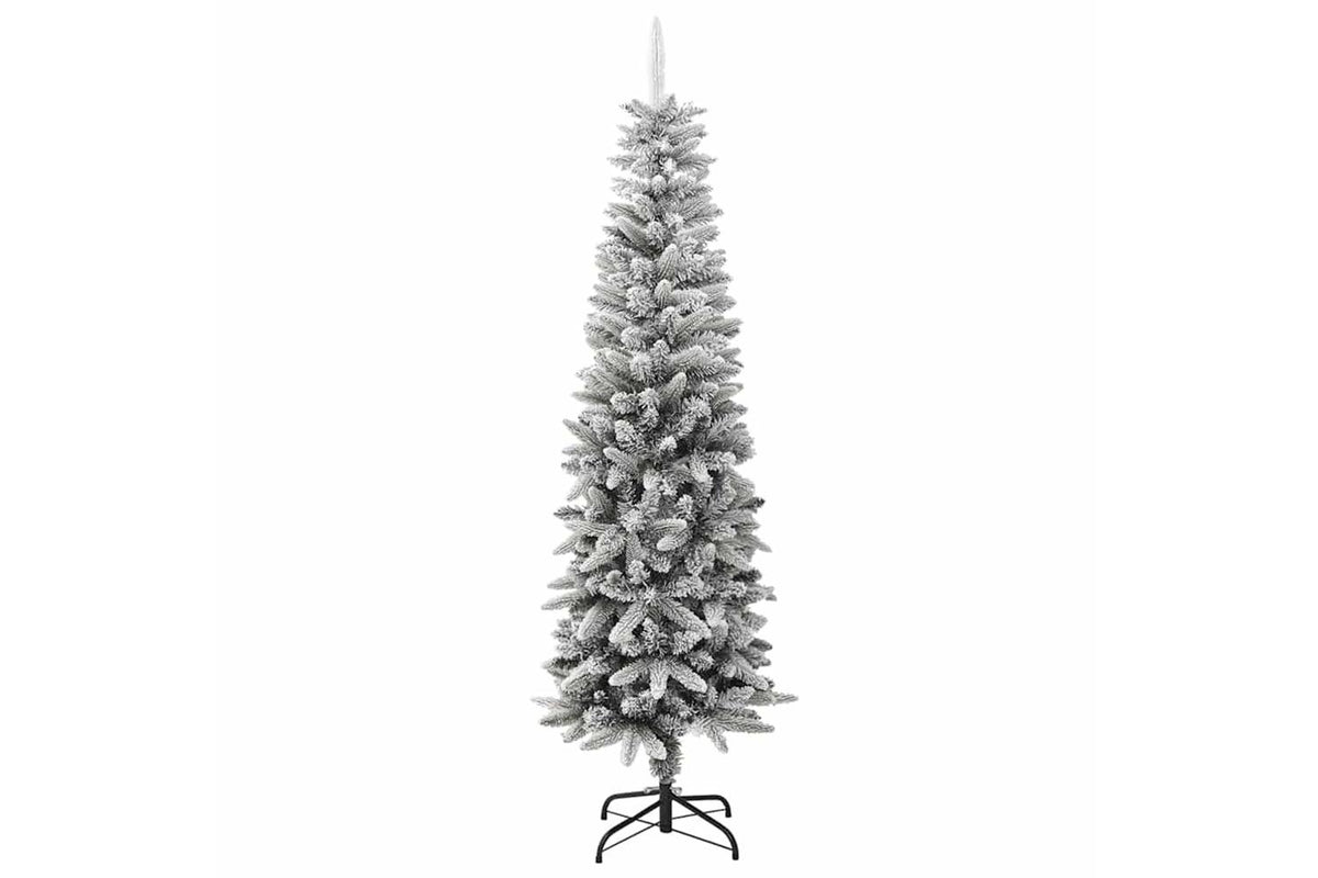 Vidaxl Artificial Slim Christmas Tree With Flocked Snow 180 Cm Pvc-2