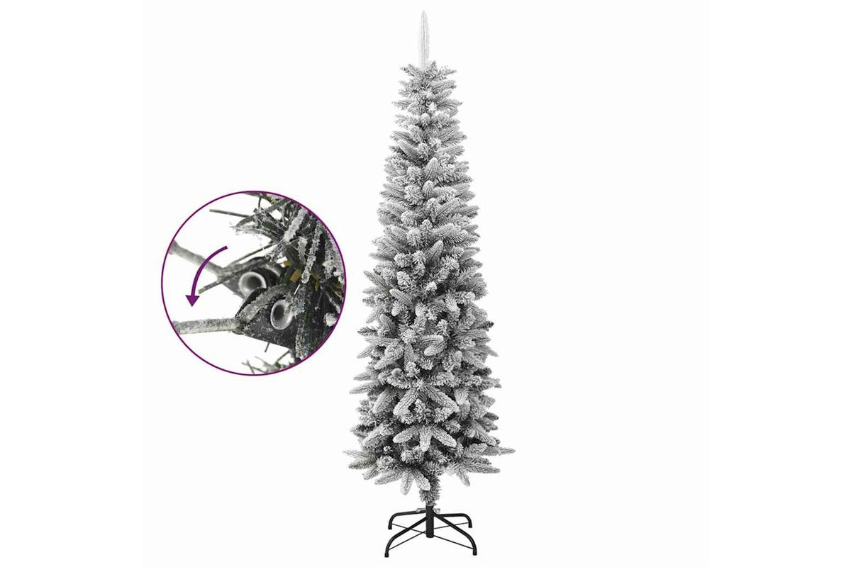 Vidaxl Artificial Slim Christmas Tree With Flocked Snow 180 Cm Pvc-7