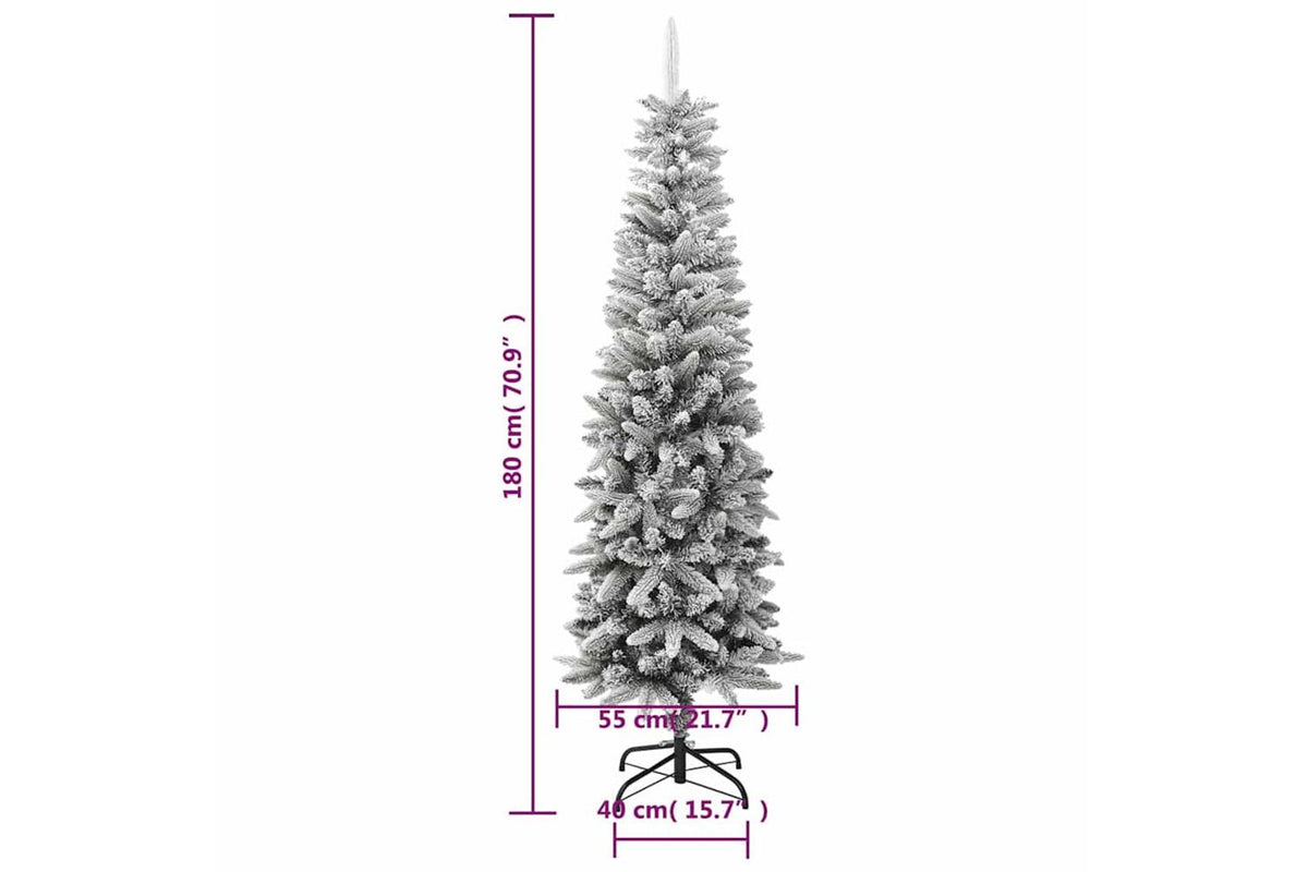 Vidaxl Artificial Slim Christmas Tree With Flocked Snow 180 Cm Pvc-9
