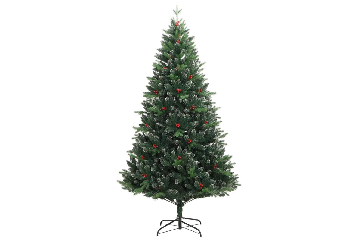 Vidaxl Artificial Hinged Christmas Tree With Red Berries 150 Cm-2