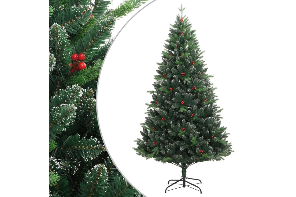 Vidaxl Artificial Hinged Christmas Tree With Red Berries 240 Cm