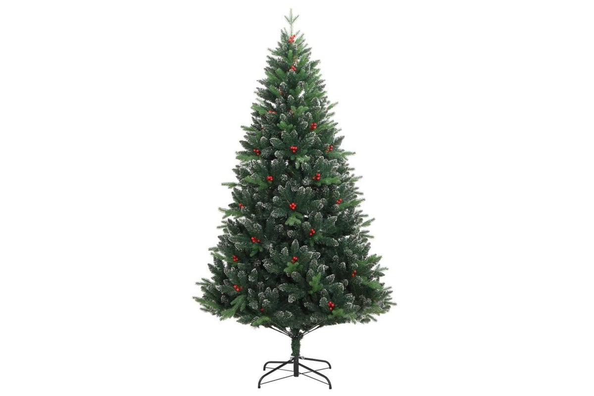 Vidaxl Artificial Hinged Christmas Tree With Red Berries 240 Cm-2