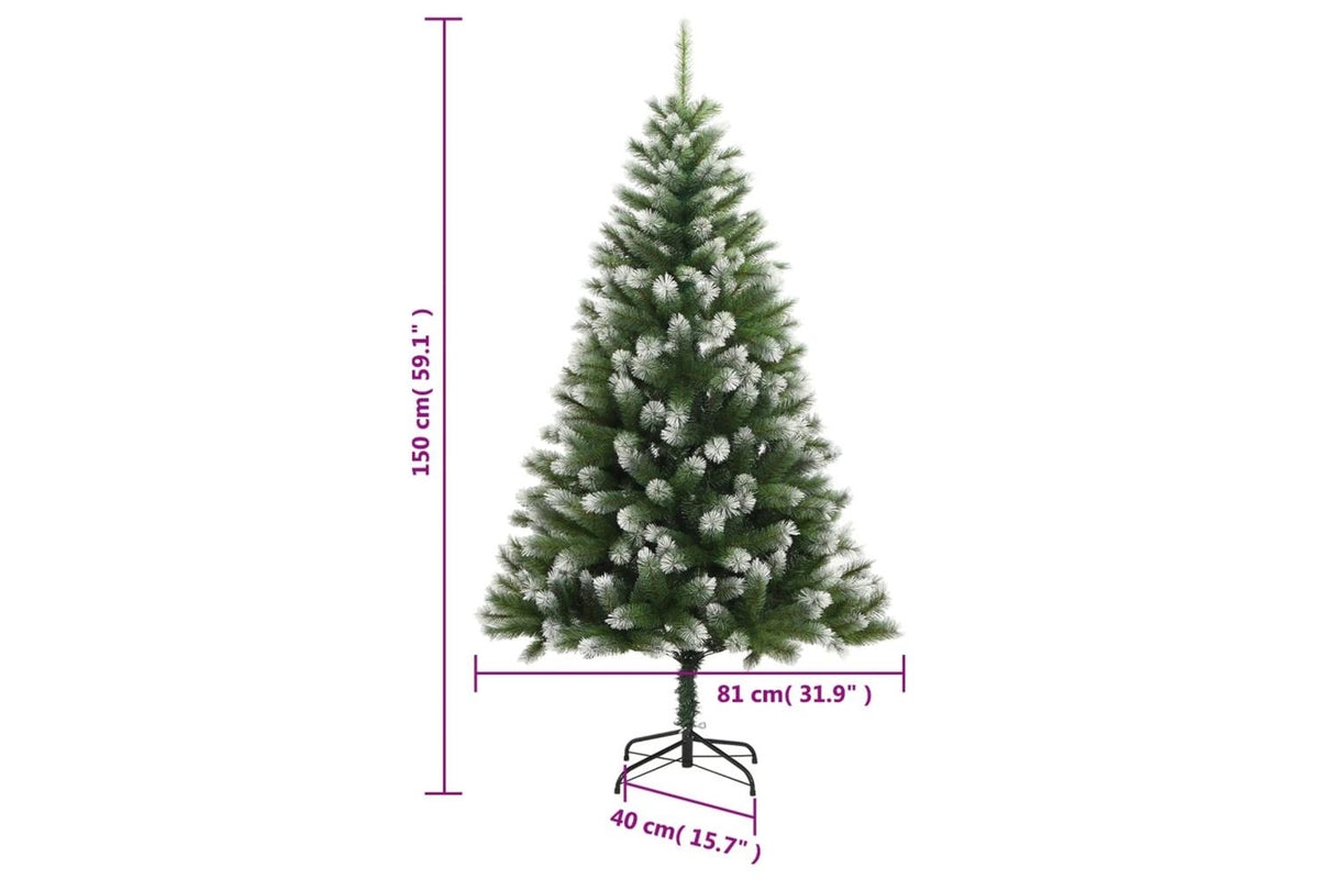 Vidaxl Artificial Hinged Christmas Tree With Flocked Snow 150 Cm-9