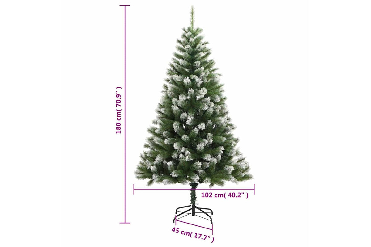Vidaxl Artificial Hinged Christmas Tree With Flocked Snow 180 Cm-9