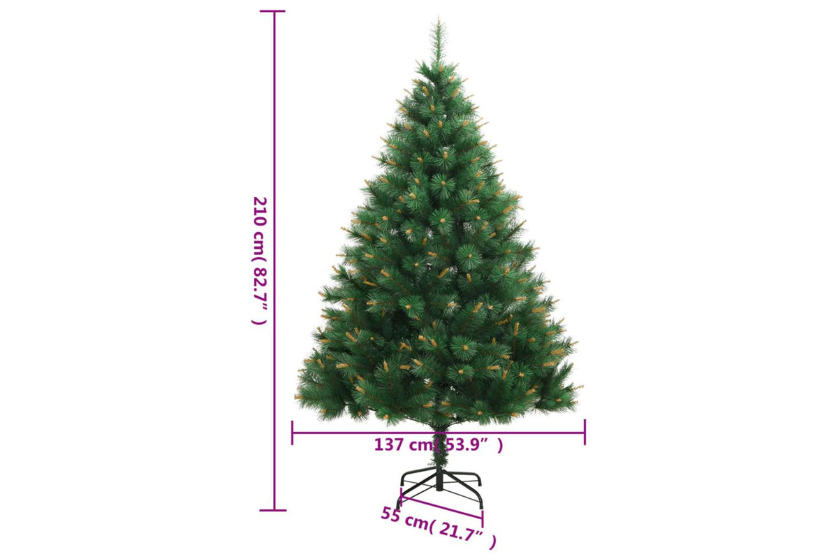 Vidaxl Artificial Hinged Christmas Tree With Stand 210 Cm-9