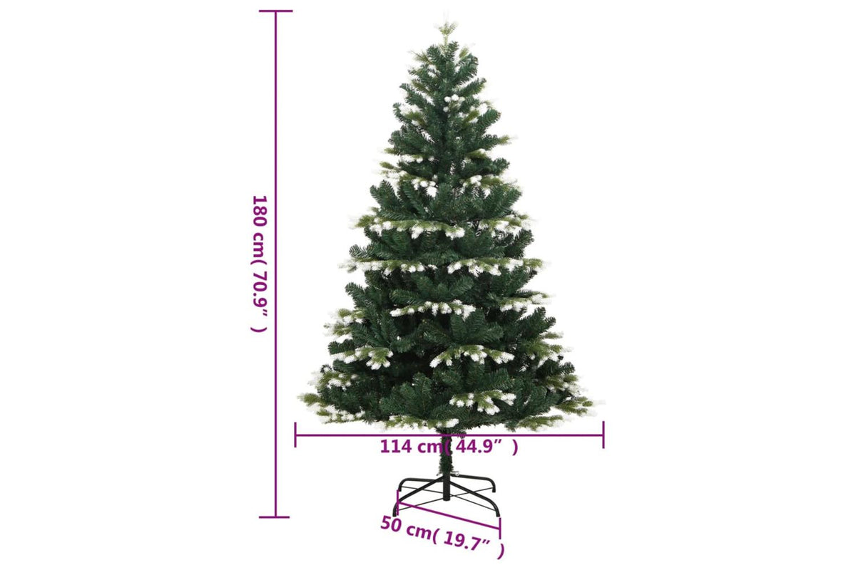 Vidaxl Artificial Hinged Christmas Tree With Flocked Snow 180 Cm-9