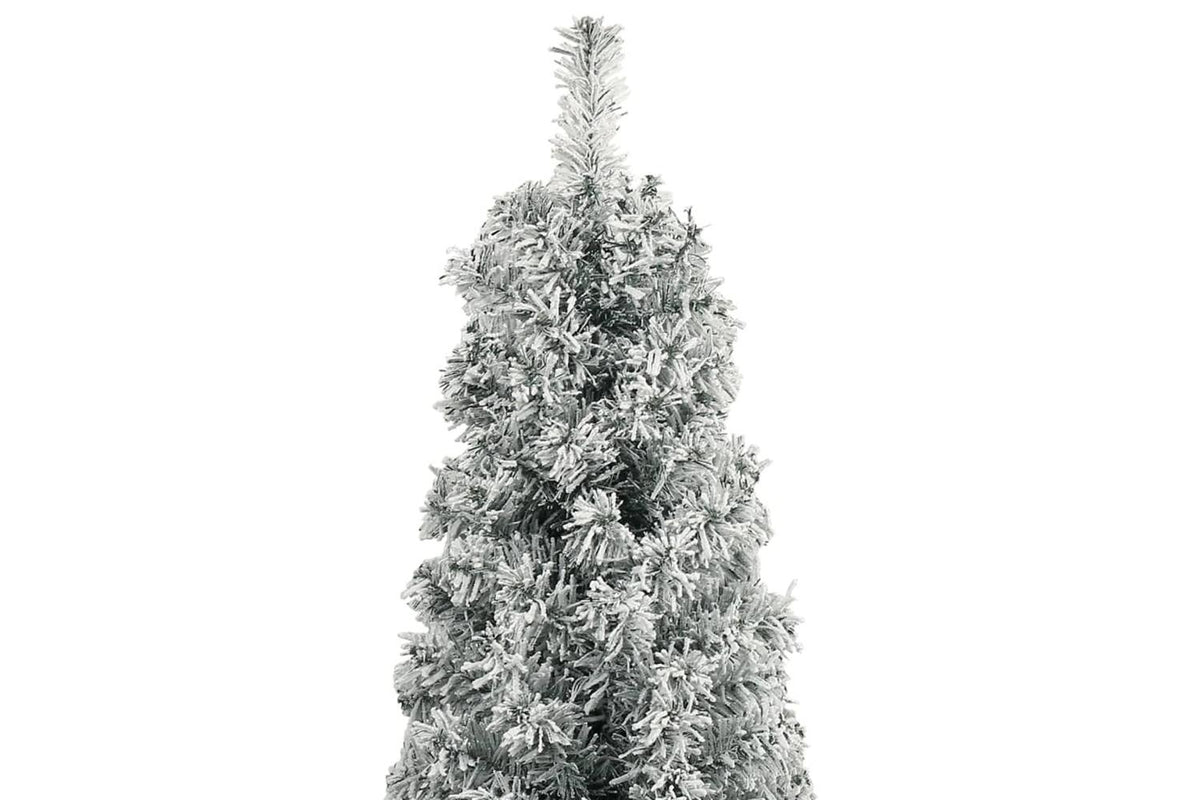 Vidaxl Slim Christmas Tree With Stand And Flocked Snow 270 Cm Pvc-3