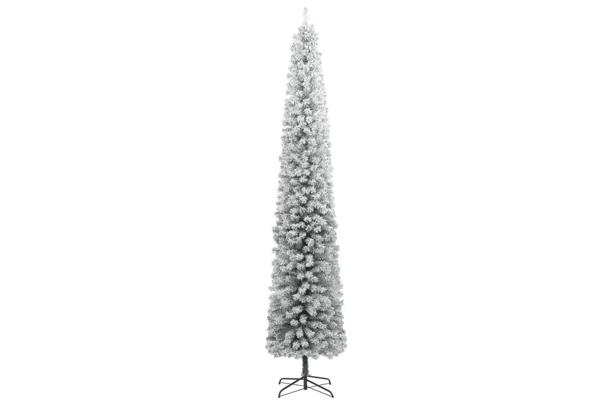Vidaxl Slim Christmas Tree With Stand And Flocked Snow 300 Cm Pvc-2