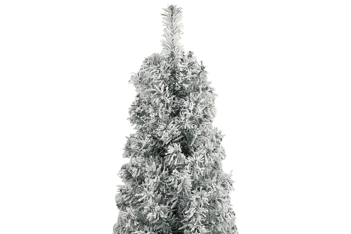 Vidaxl Slim Christmas Tree With Stand And Flocked Snow 300 Cm Pvc-3