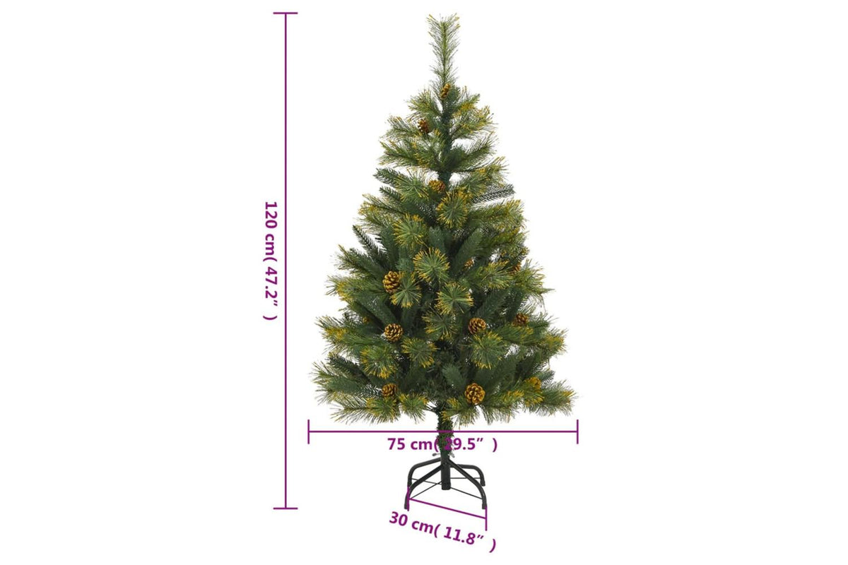 Vidaxl Artificial Hinged Christmas Tree With Cones 120 Cm-9