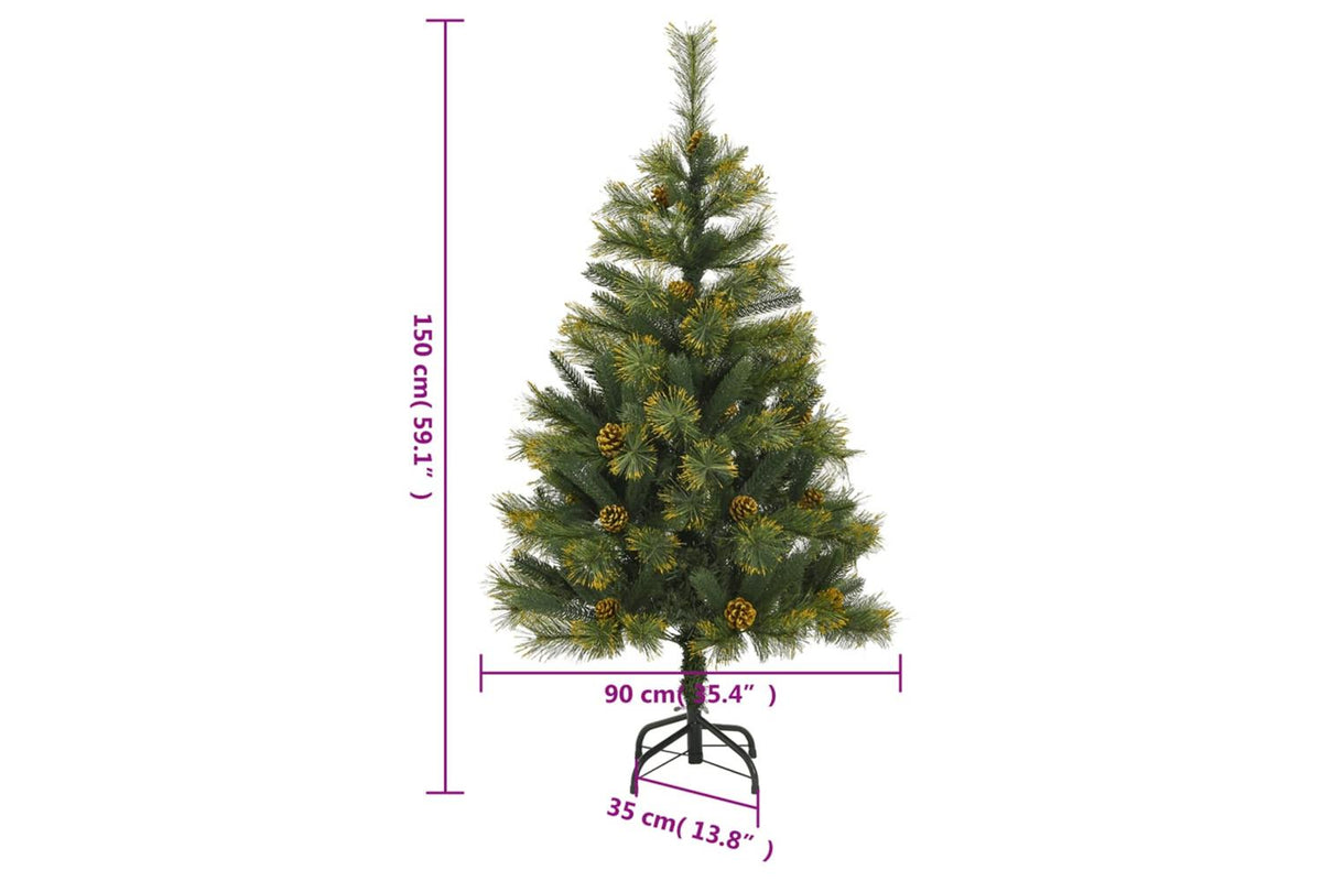 Vidaxl Artificial Hinged Christmas Tree With Cones 150 Cm-9