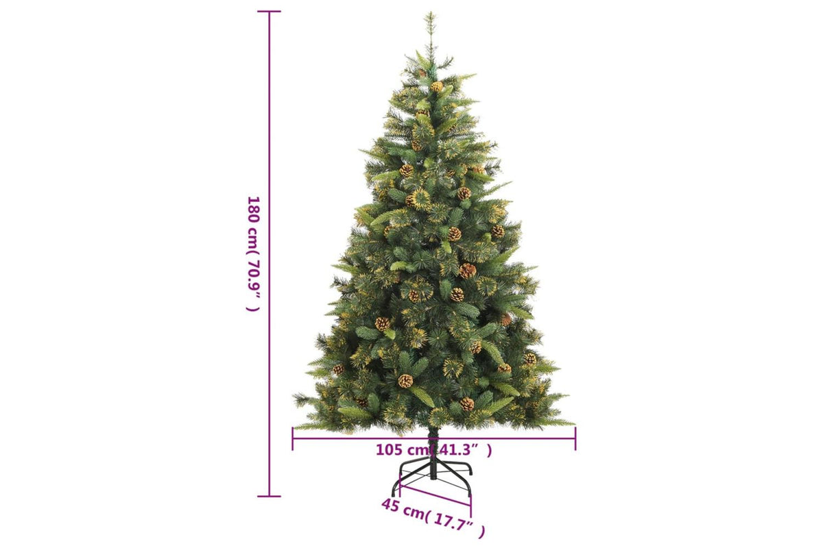 Vidaxl Artificial Hinged Christmas Tree With Cones 180 Cm-9