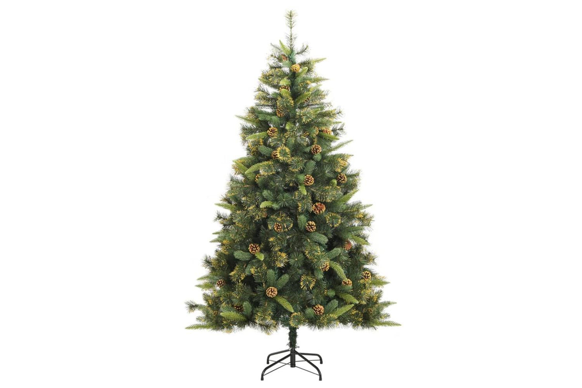 Vidaxl Artificial Hinged Christmas Tree With Cones 210 Cm-2
