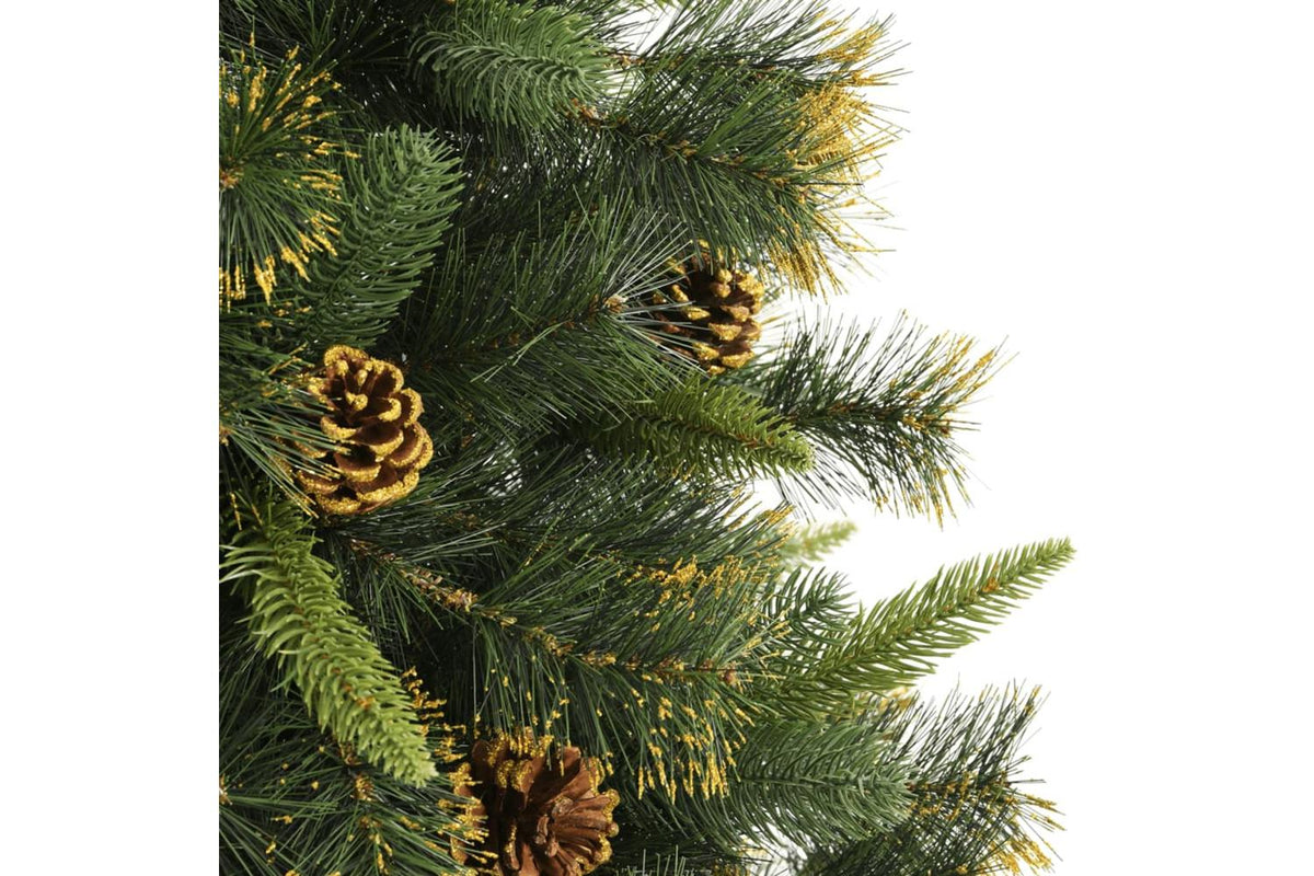 Vidaxl Artificial Hinged Christmas Tree With Cones 210 Cm-4