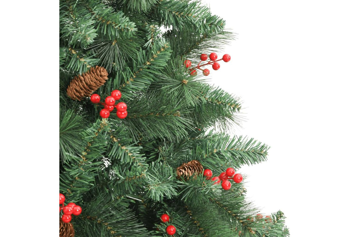 Vidaxl Artificial Hinged Christmas Tree With Cones And Berries 210 Cm-4