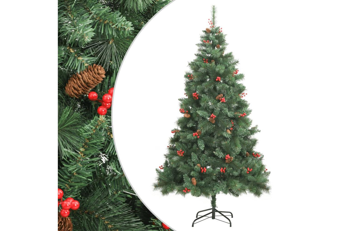 Vidaxl Artificial Hinged Christmas Tree With Cones And Berries 240 Cm