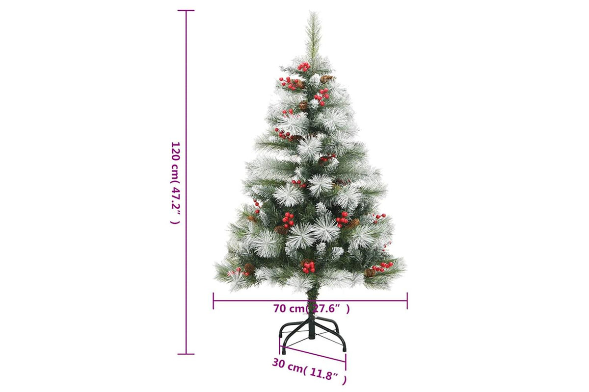 Vidaxl Artificial Hinged Christmas Tree With Cones And Berries 120 Cm-9