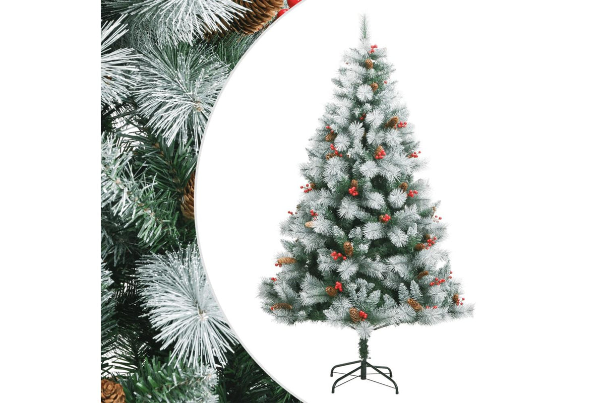 Vidaxl Artificial Hinged Christmas Tree With Cones And Berries 210 Cm