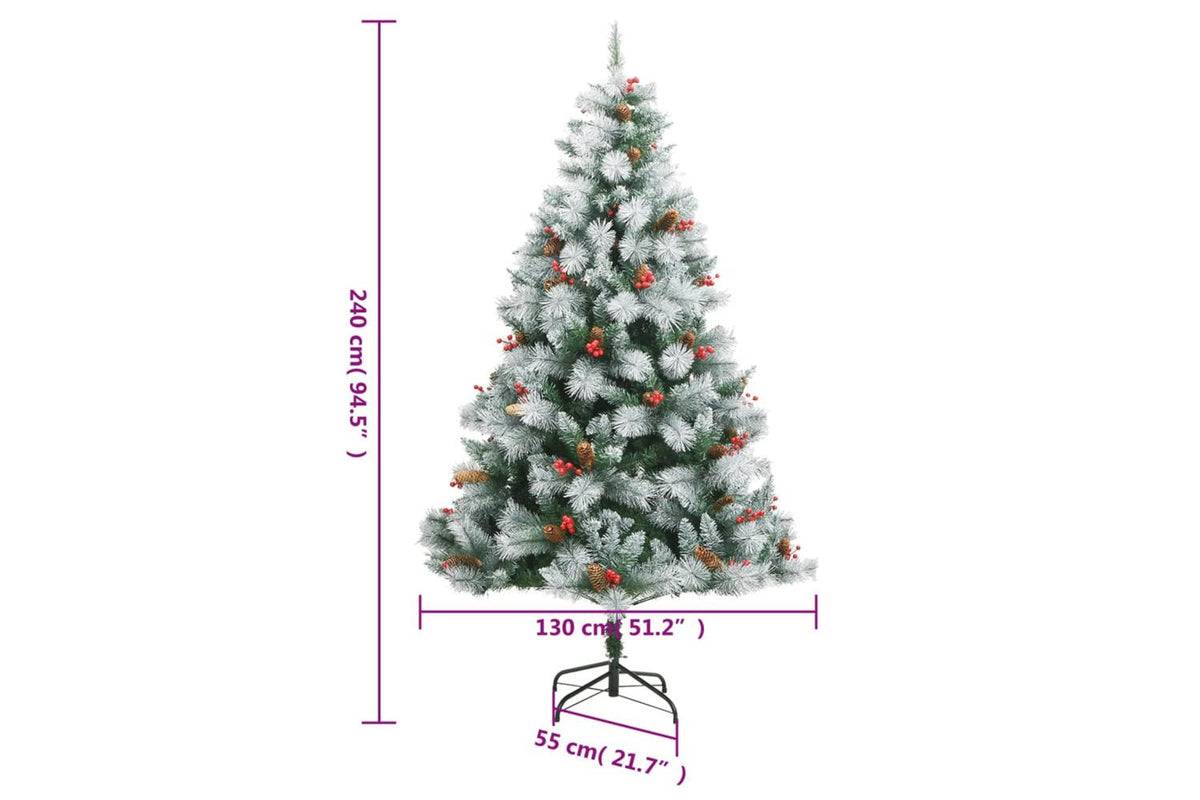 Vidaxl Artificial Hinged Christmas Tree With Cones And Berries 240 Cm-9