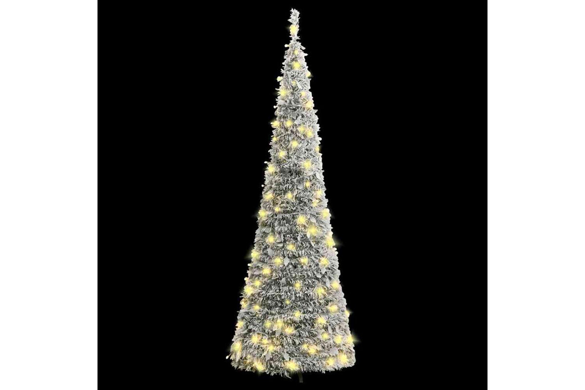 Vidaxl Artificial Christmas Tree Pop-up Flocked Snow 100 Leds 150 Cm-2