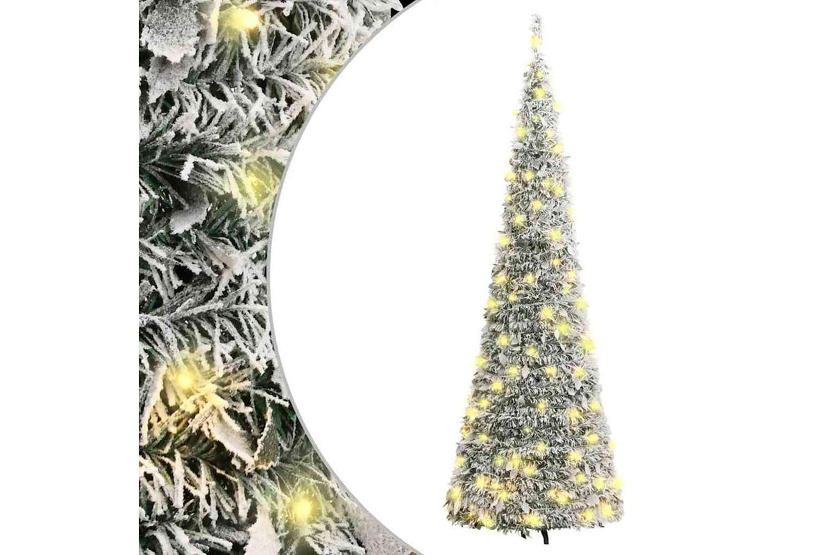 Vidaxl Artificial Christmas Tree Pop-up Flocked Snow 200 Leds 210 Cm