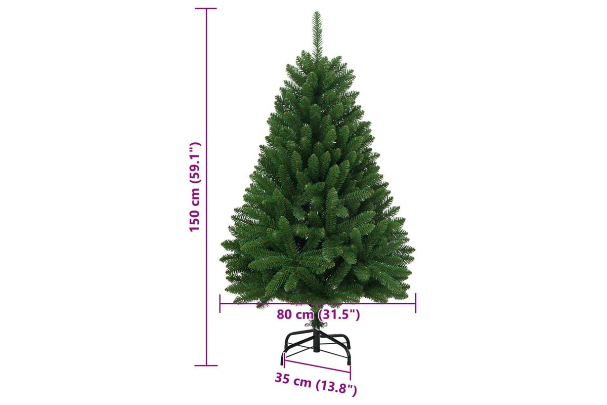 Vidaxl Artificial Hinged Christmas Tree With Stand Green 150 Cm-8